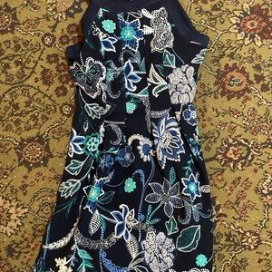 Enfocus Studio Dress 12 Navy Floral Sleeveless Keyhole